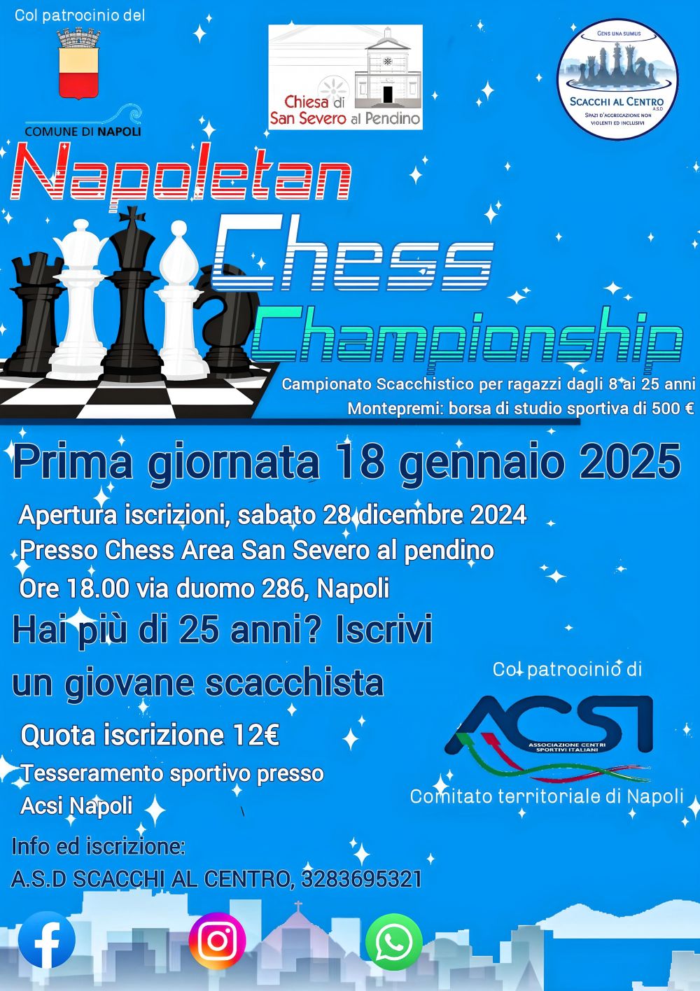 ♟️ 1° Campionato Scacchistico della Città di Napoli - ACSI NAPOLI PATROCINA L'EVENTO